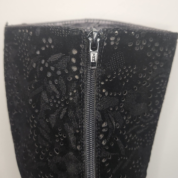 Black Velvet Lace High Heel Boots - Picture 10 of 15